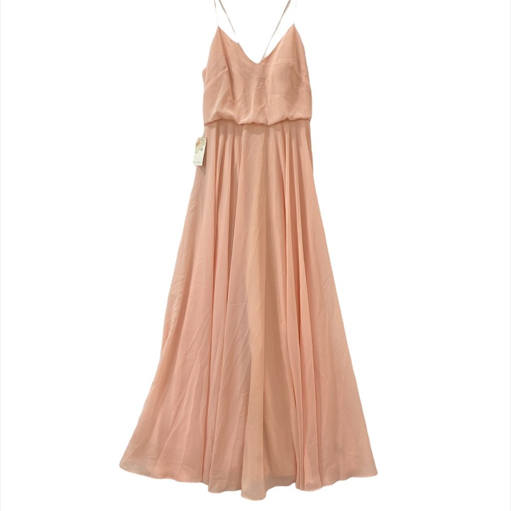 JENNY YOO Formal Lux Chiffon Dress Woman 8 Pink Bridesmaid Prom Spaghetti Strap